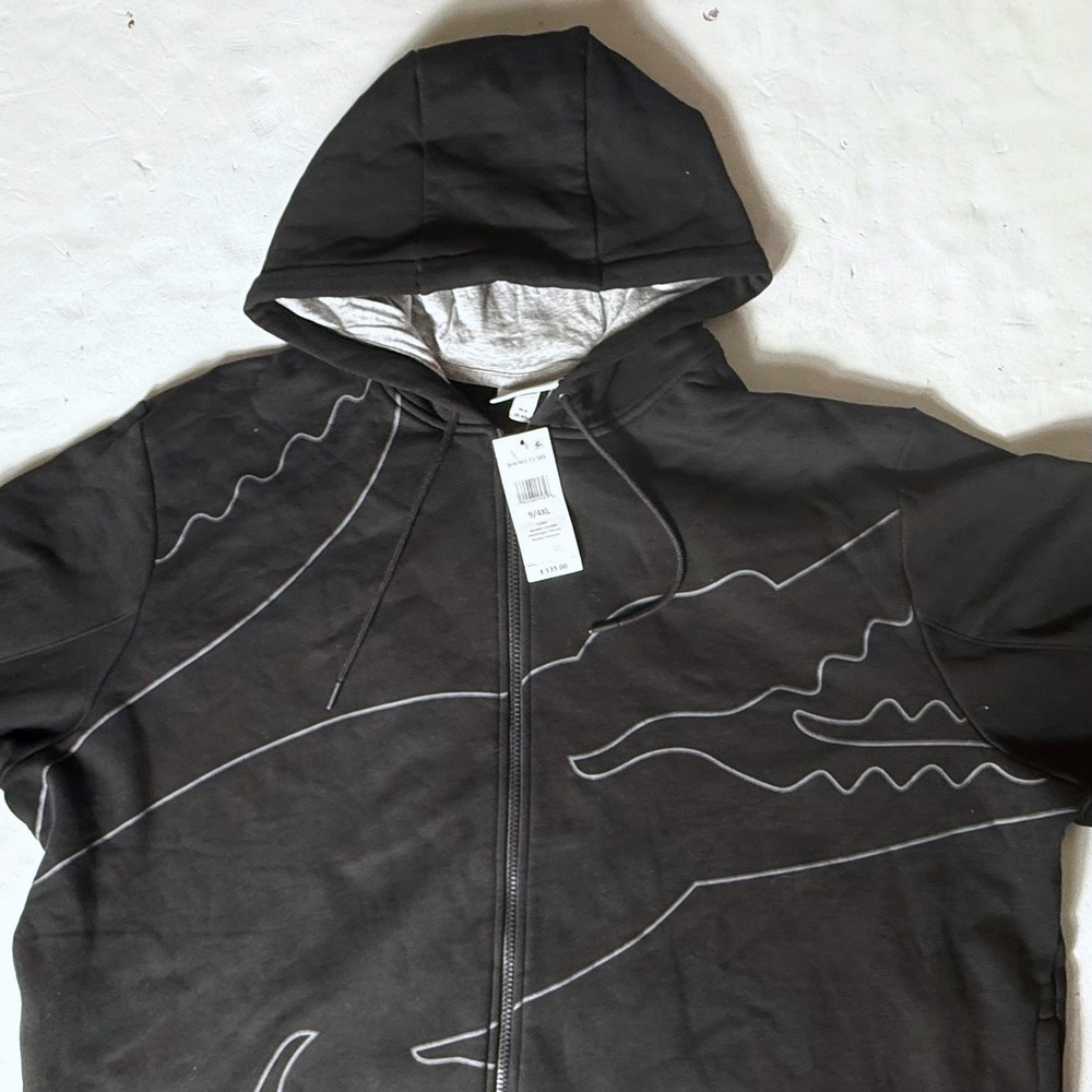 Lacoste Sport Full Zip Hoodie Mens 4XL Black Oversized BIG Croc Sweatshirt NWT